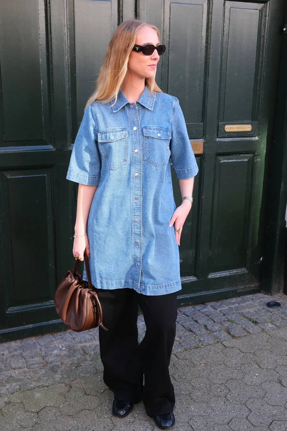 Fenja Short Denim Dress - Medium Blue Denim