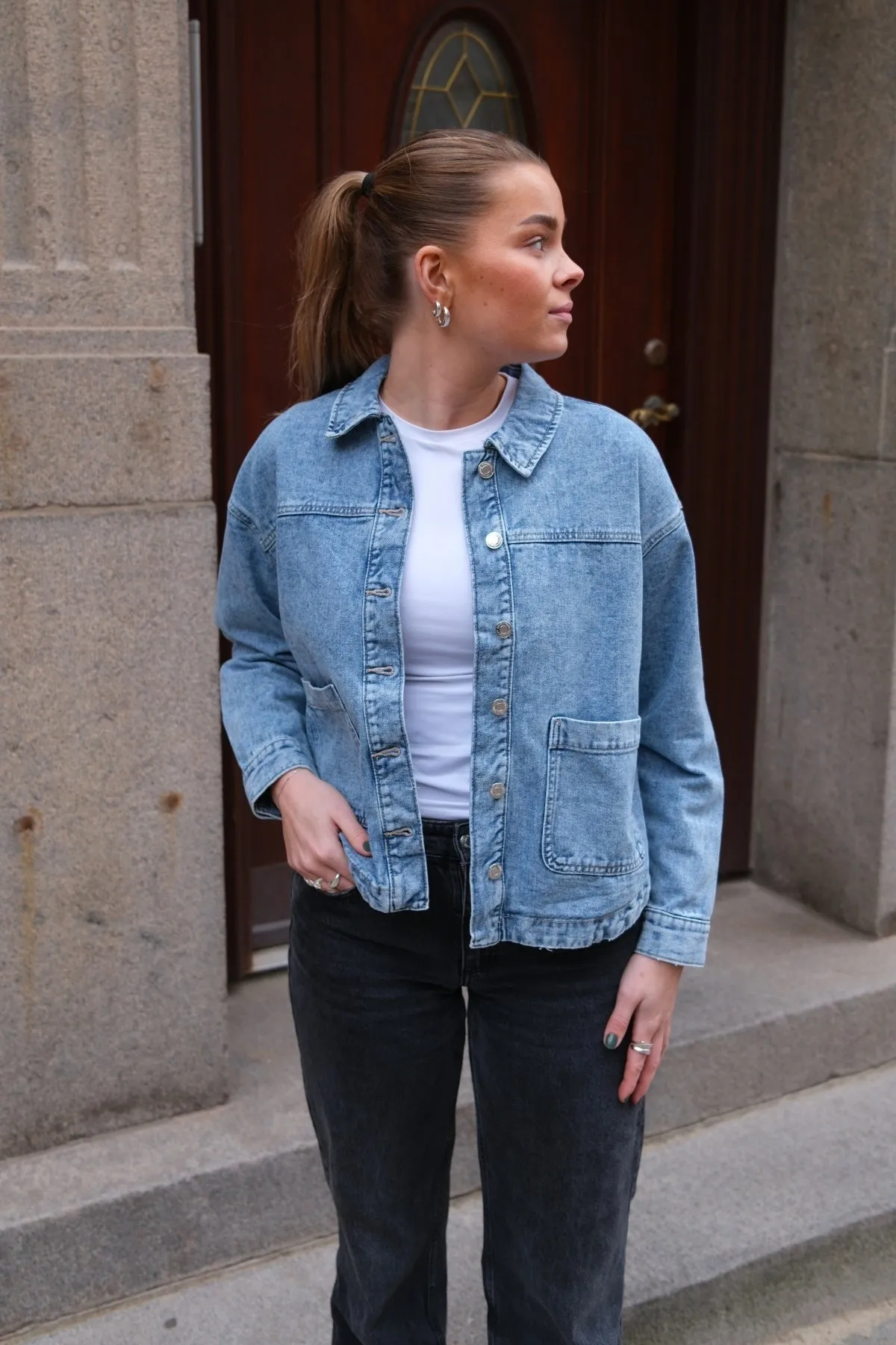 Jamie Denim Shacket - Light Blue Denim