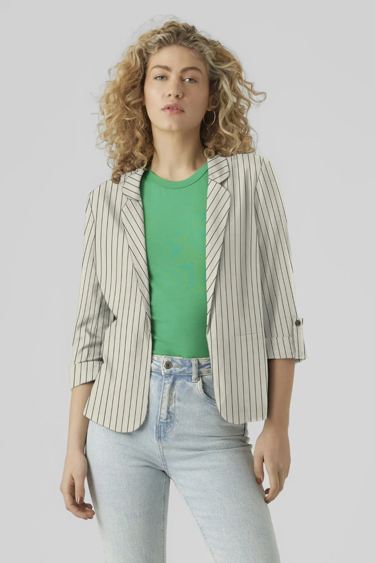 Jesmilo 3/4 Loose Blazer - Silver Lining