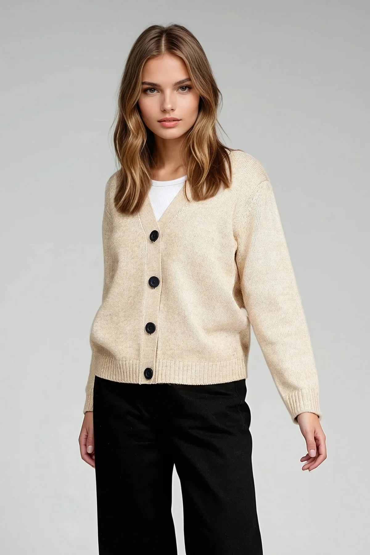 Knitted Cardigan - Beige