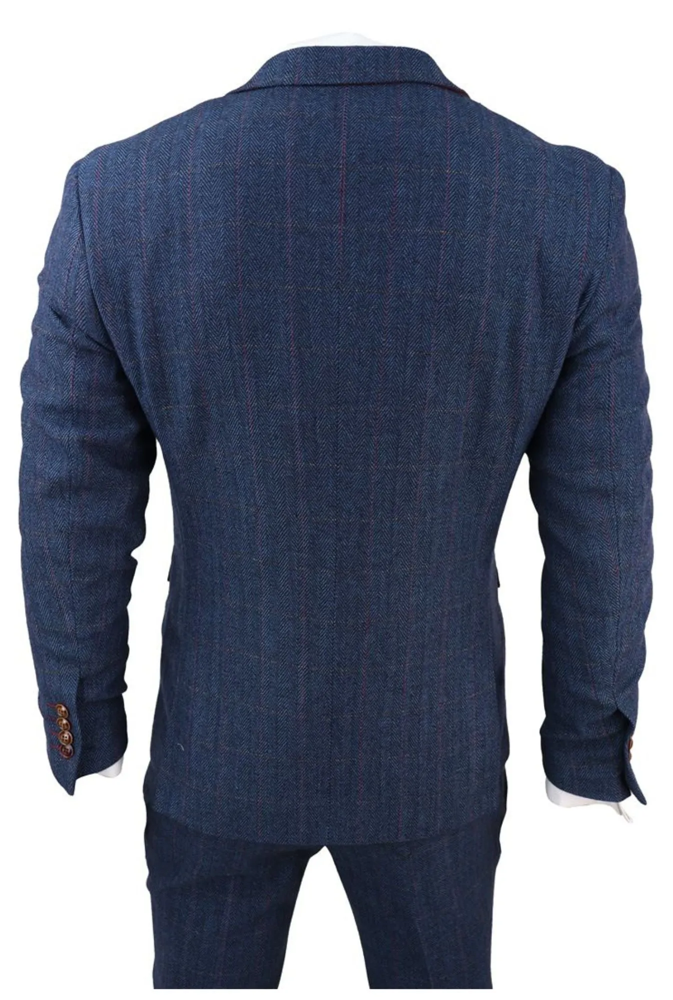 Scott Blue 3 Piece Tweed Check Suit