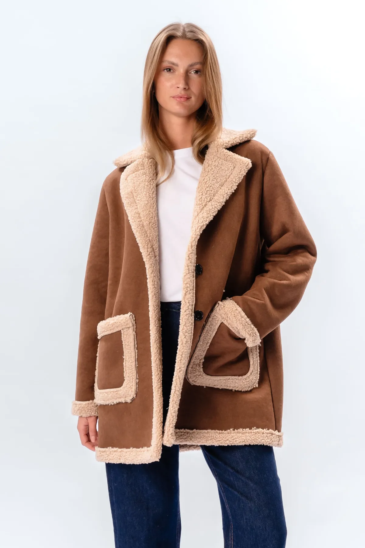 Shearling Coat - Brown