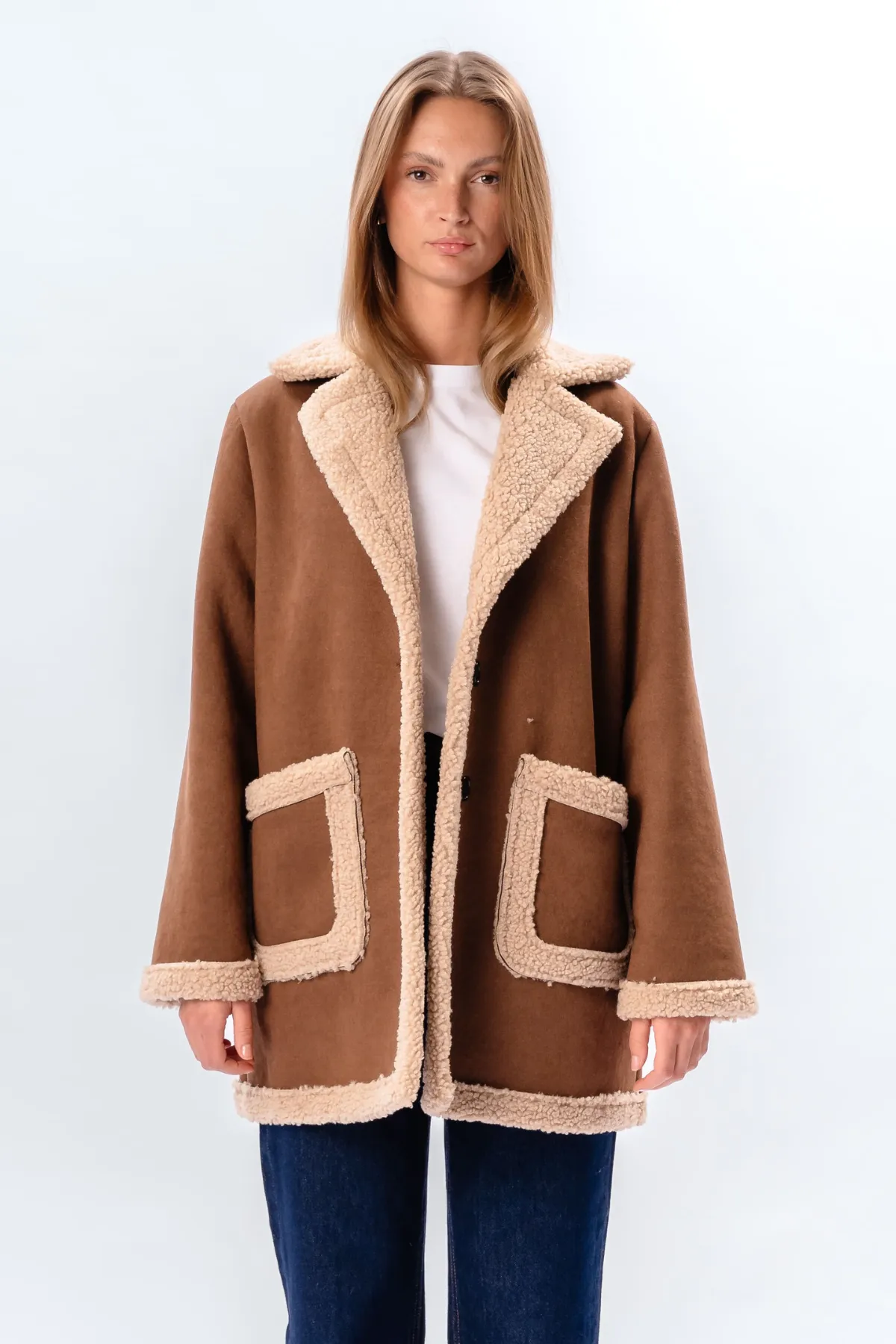 Shearling Coat - Brown