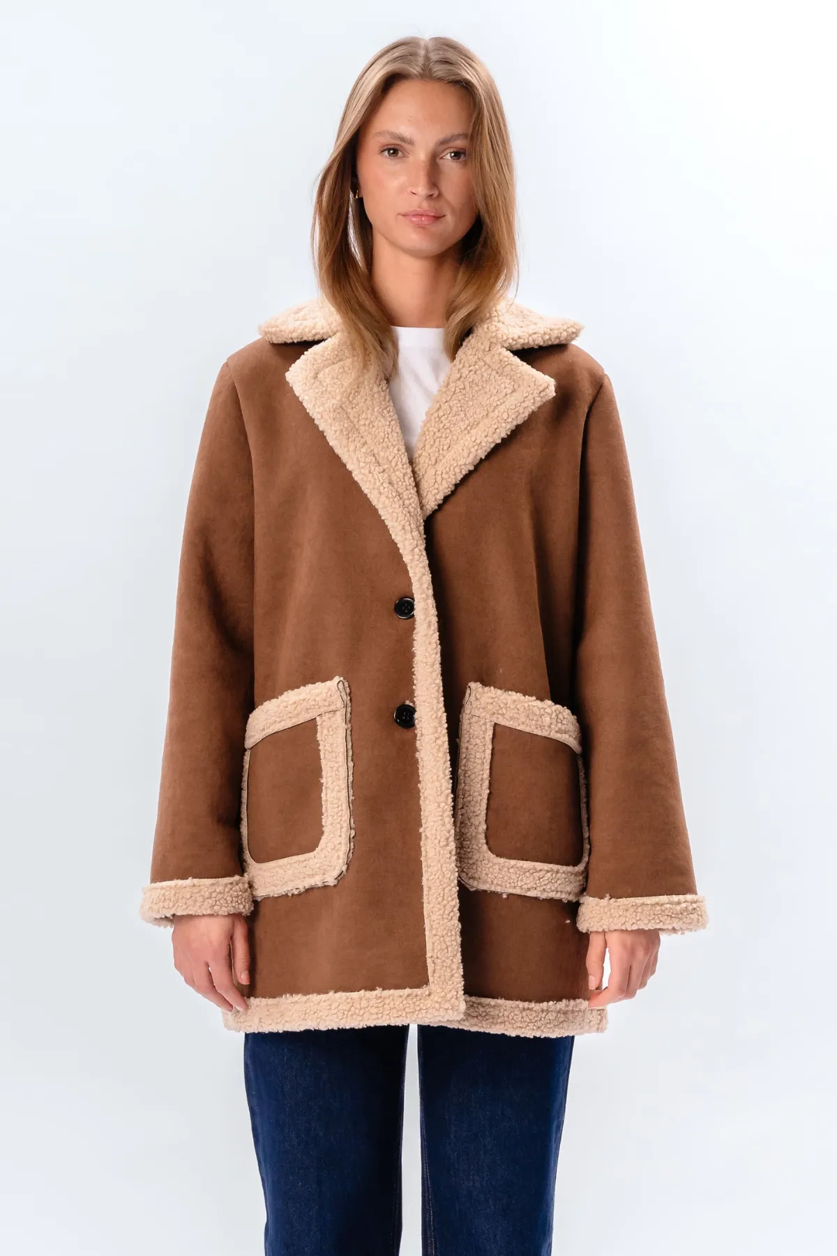 Shearling Coat - Brown