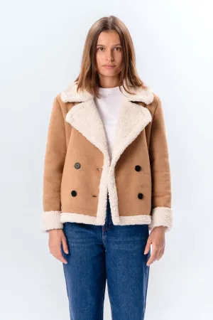 Shearling Short Coat - Beige
