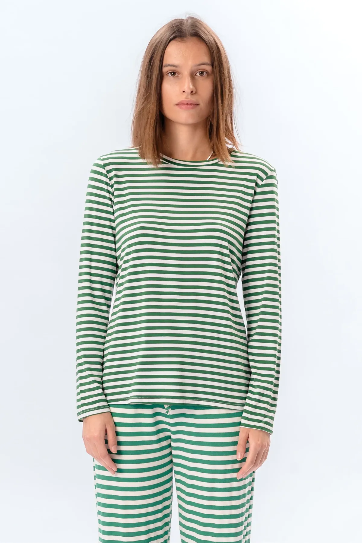Stripped Long Sleeve Slim Fit - Green