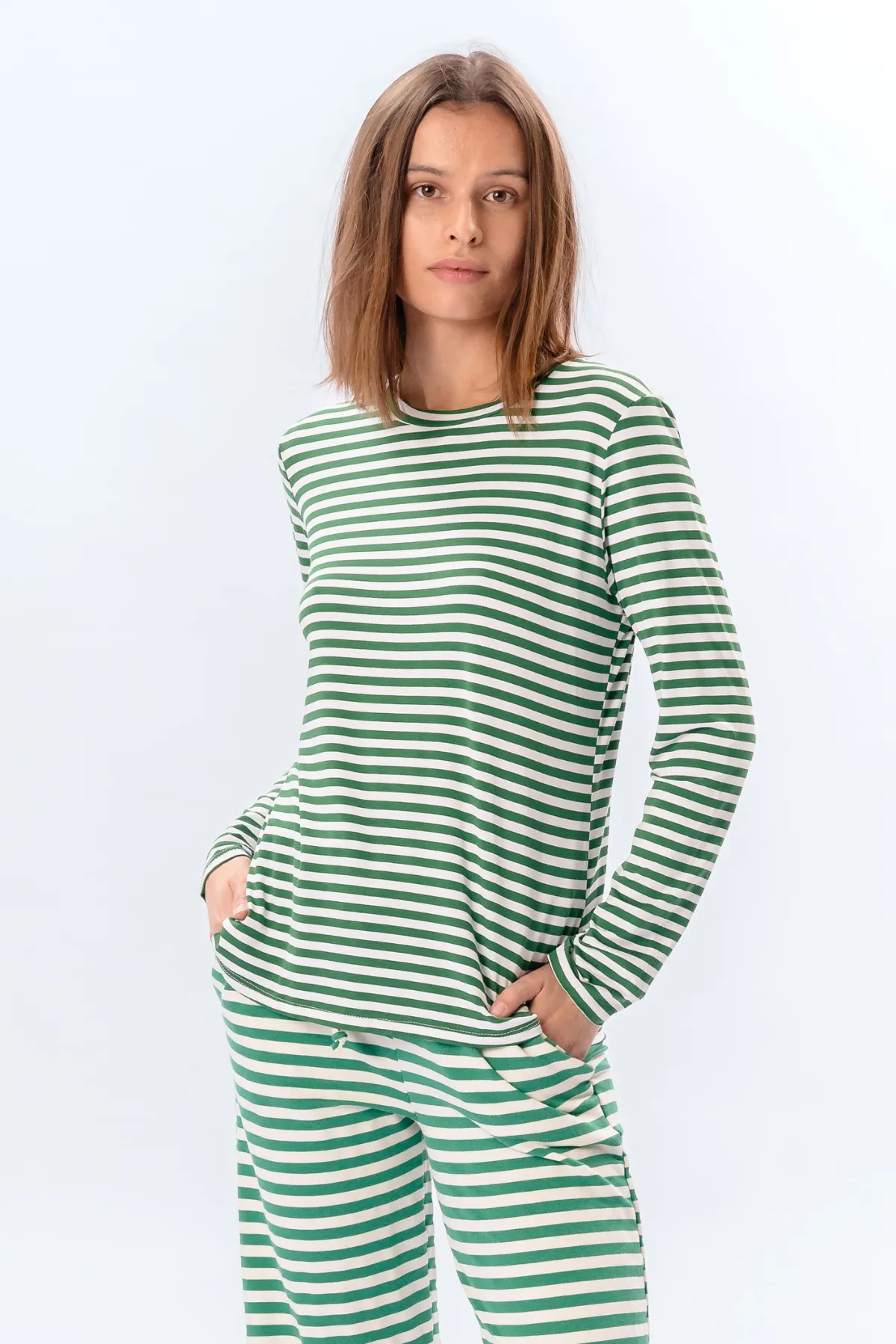 Stripped Long Sleeve Slim Fit - Green